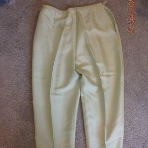 Apple green pure silk ankle pants